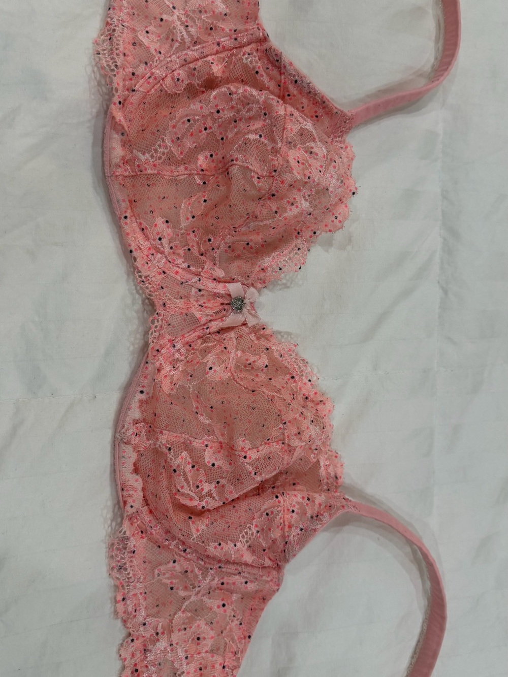 Victoria's Secret Pink Lace Underwire Bra with Dot Accents